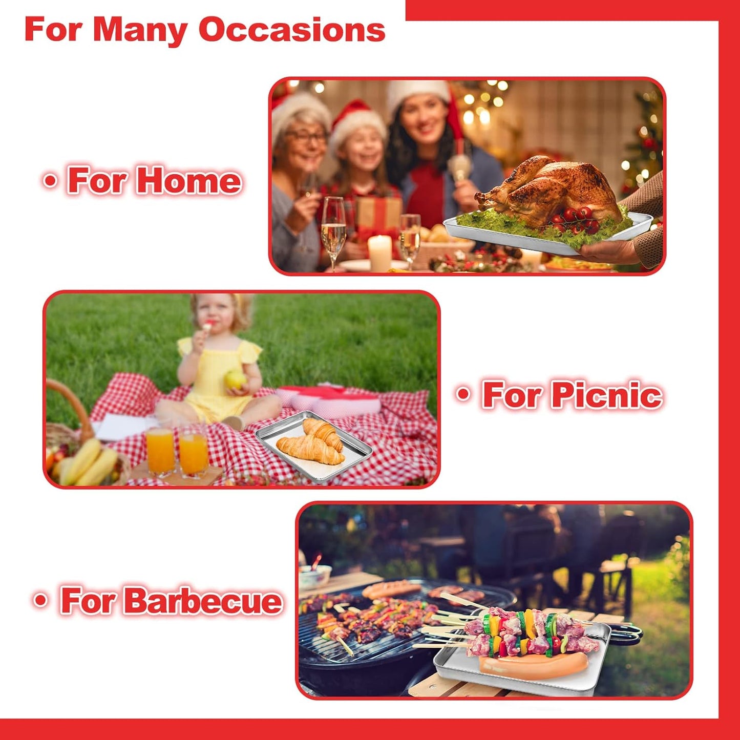 Stainless Steel Baking Sheet Cookie Tray, Cookie Sheet for Toaster Oven Baking Pan Tray, Jelly Roll Pan Size 16 x 12 x 1 Inch Easy Clean & Non-stick & Non-toxic & Dishwasher Safe