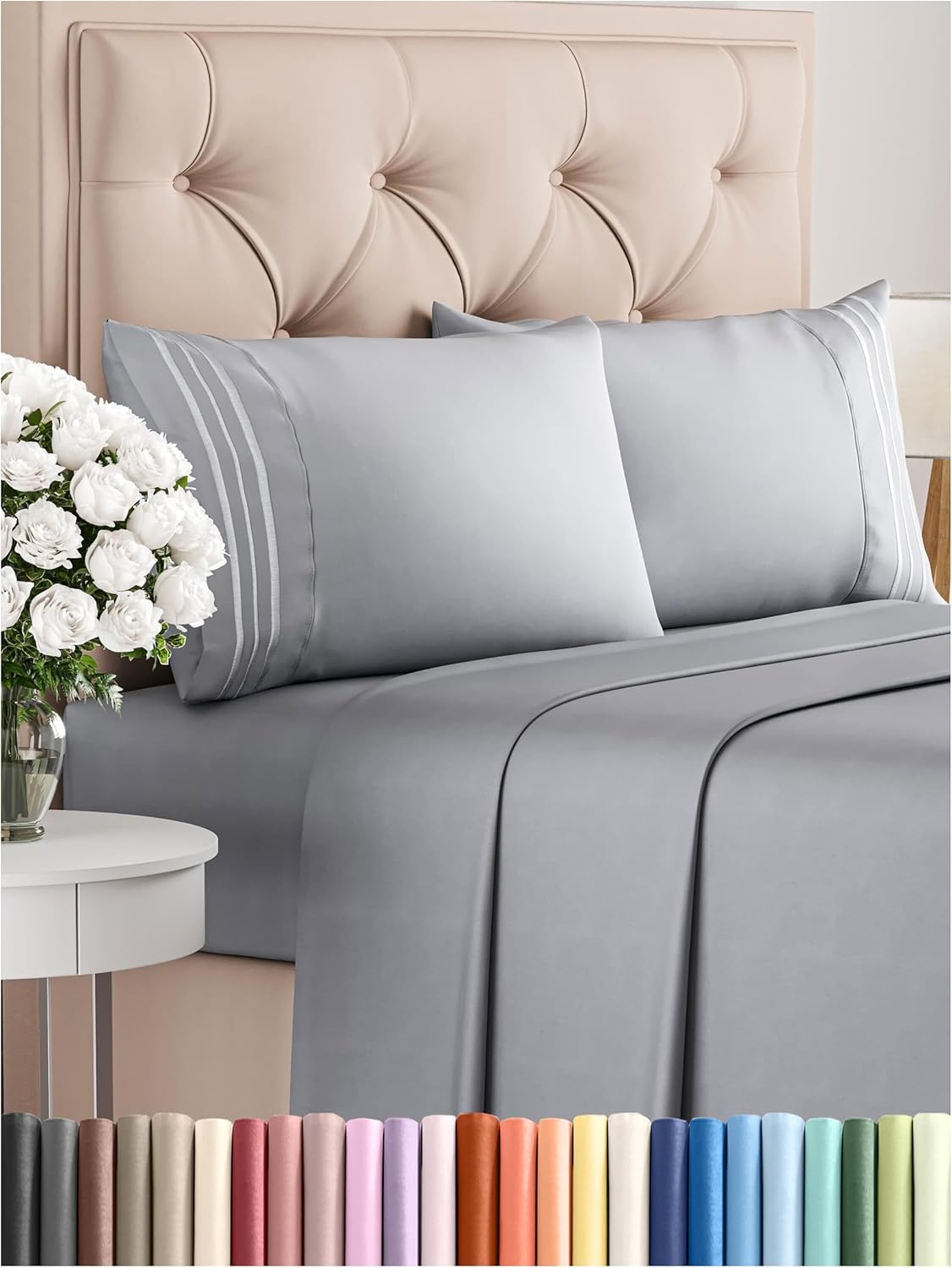 Full Size 4 Piece Sheet Set - Comfy Breathable & Cooling Bed Sheets Set - Hotel Luxury Bedding for Women, Men, Kids, Teens, Boys & Girls - Deep Pockets, Soft and Wrinkle Free - Oeko-Tex - Steel Blue