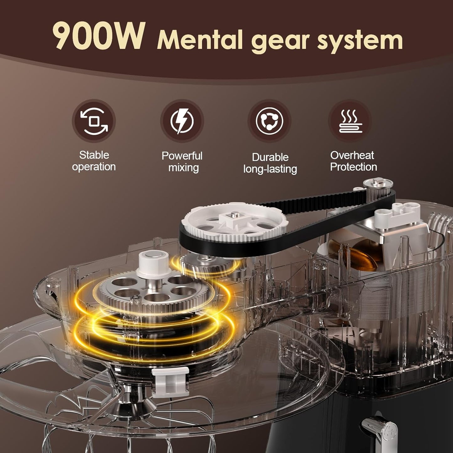 Aucma Stand Mixer,8.5QT 900W Kitchen Mixer, Large Capacity Kitchen Electric Mixers with Dough Hook, Wire Whip & Beater