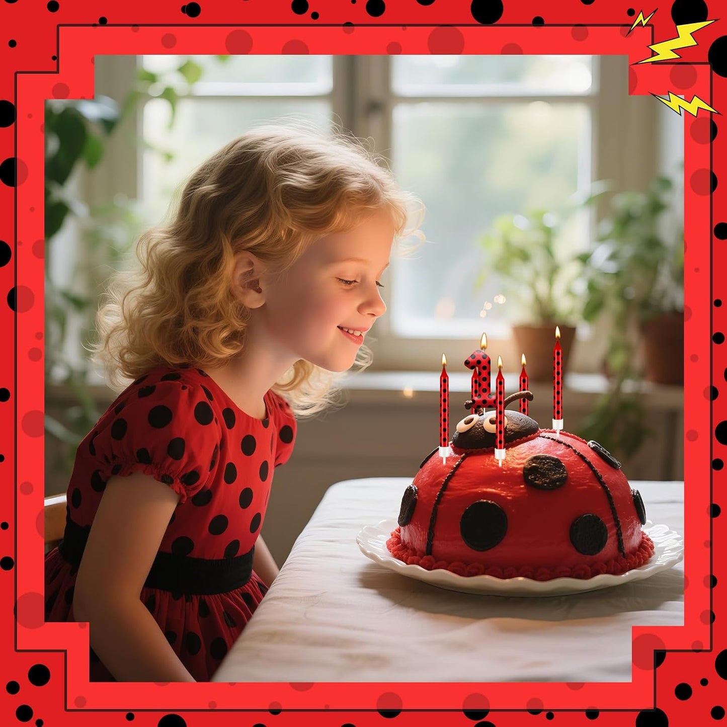 13PCS Ladybug Theme Birthday Candles Set - Red & Black Polka Dot Decorative Candles for Kids Ladybug Themed Parties, Baby Showers, Birthday Cakes, and Ladybird Inspired Celebrations(Number 1)