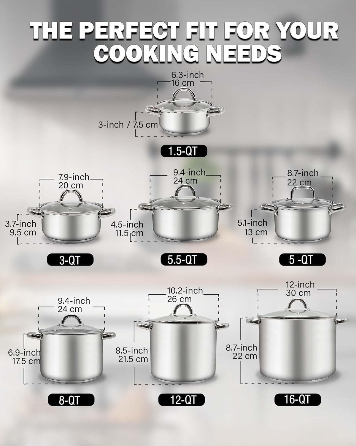 Cook N Home 5.5-Quart Sauce Pot Stainless Steel Stockpot with Glass Lid, Basics Saucier Casserole Stock Pot