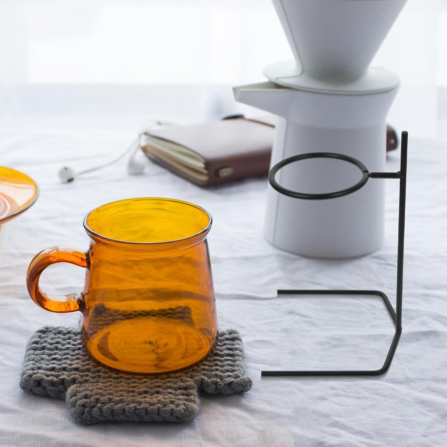 Housoutil Stainless Steel Coffee Dripper Stand Stand Coffee Station Filter Holder Maker Stainless Steel Rack - Black