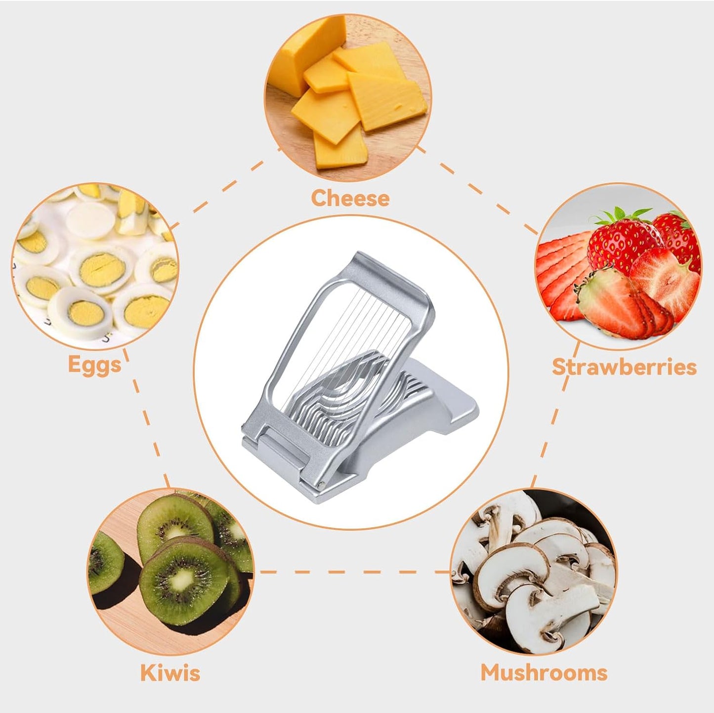 Egg Slicer for Hard Boiled Eggs Heavy Duty Fruit Egg Cutter with Stainless Steel Wire