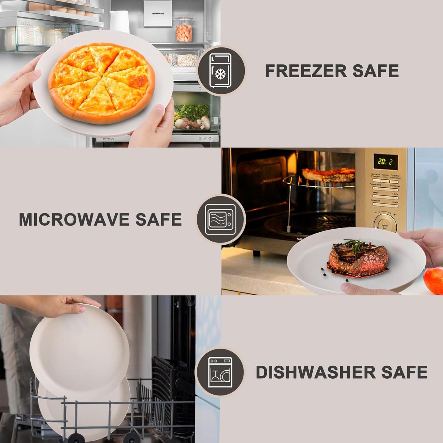 EI 18pcs Beige Wheat Straw Plates,Unbreakable Reusable Plastic Plates,Melamine Plate for Camping,Picninc,Family Dinner,wheat straw Dinnerware Sets