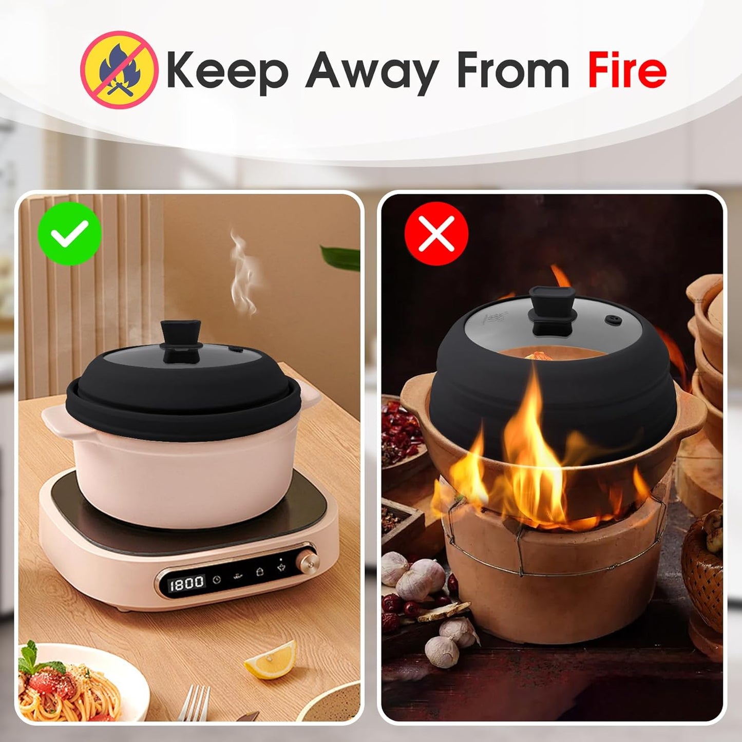 Microwave Splatter Cover for Food Collapsible Glass Microwave Cover Silicone Splatter Guard Dishwasher Safe Splatter Lid for Plates, Bowls, Pots & Stovetop Cooking 10.8" Black