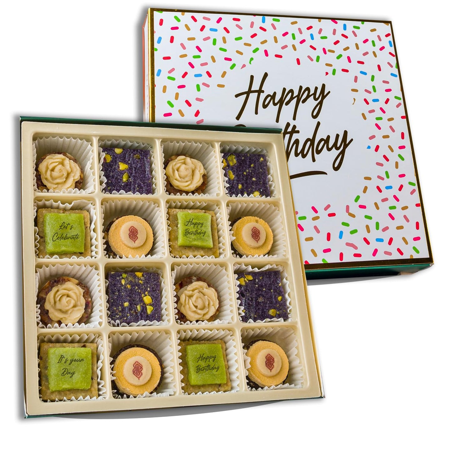 Laumière Gourmet Fruits - Superfood Parfait Collection [Birthday Edition] - Square (16 Pcs) - Happy Birthday Gifts for Women - All Natural Birthday Food Gifts - Healthy Birthday Gift