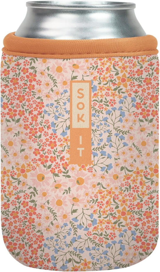Sok It CanSok Sleeve for Beer & Soda Insulated Neoprene Cover (Dainty Florals, 12oz Can Sleeve)