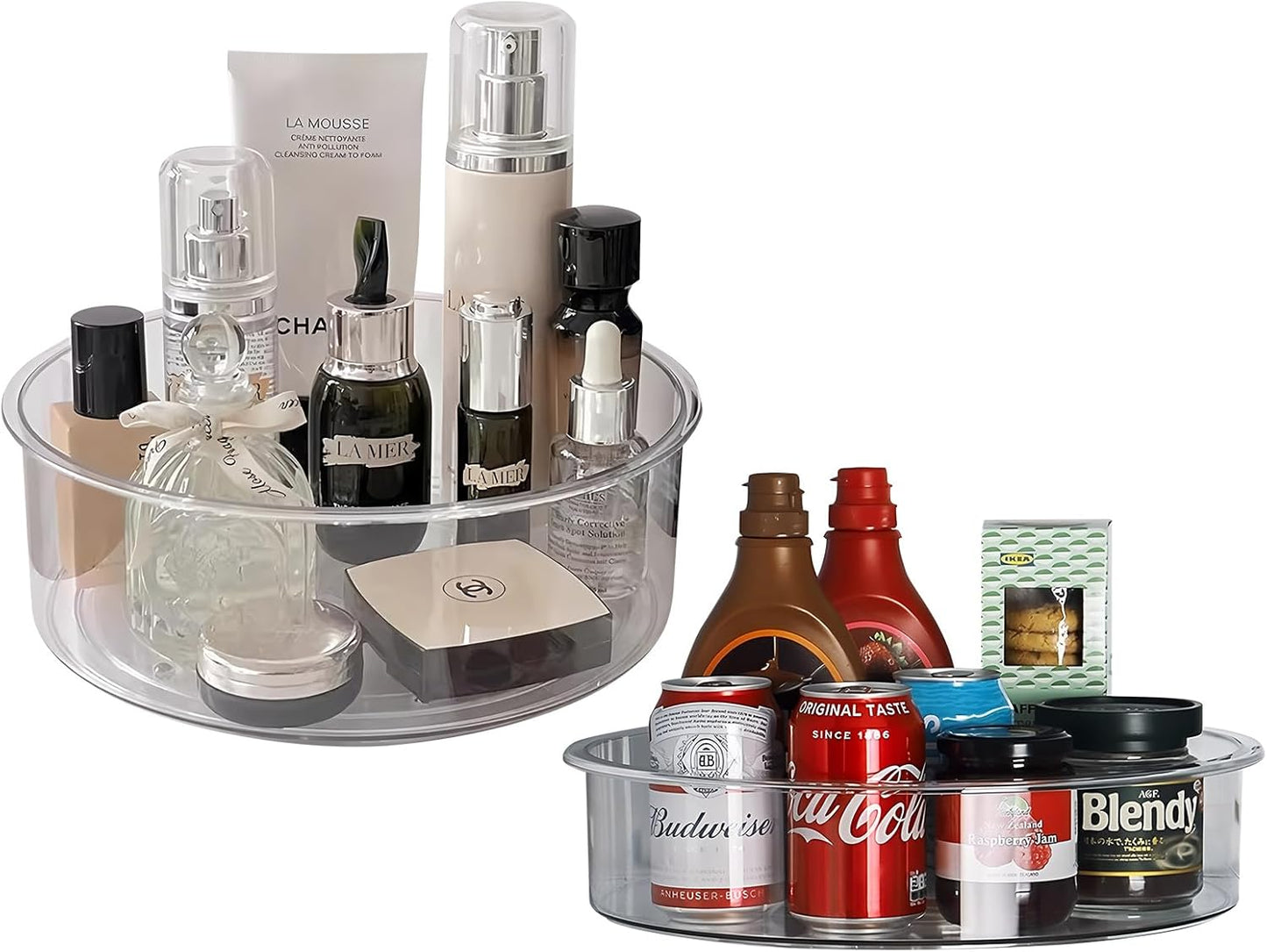 4 Pack Lazy Susan, 11.5 Inch Lazy Susan Organizer, 360 Degree Swivel, for Kitchen, Pantry, Refrigerator, Bathroom and Vanity Countertops (Clear) (4P-11.5 Inch)