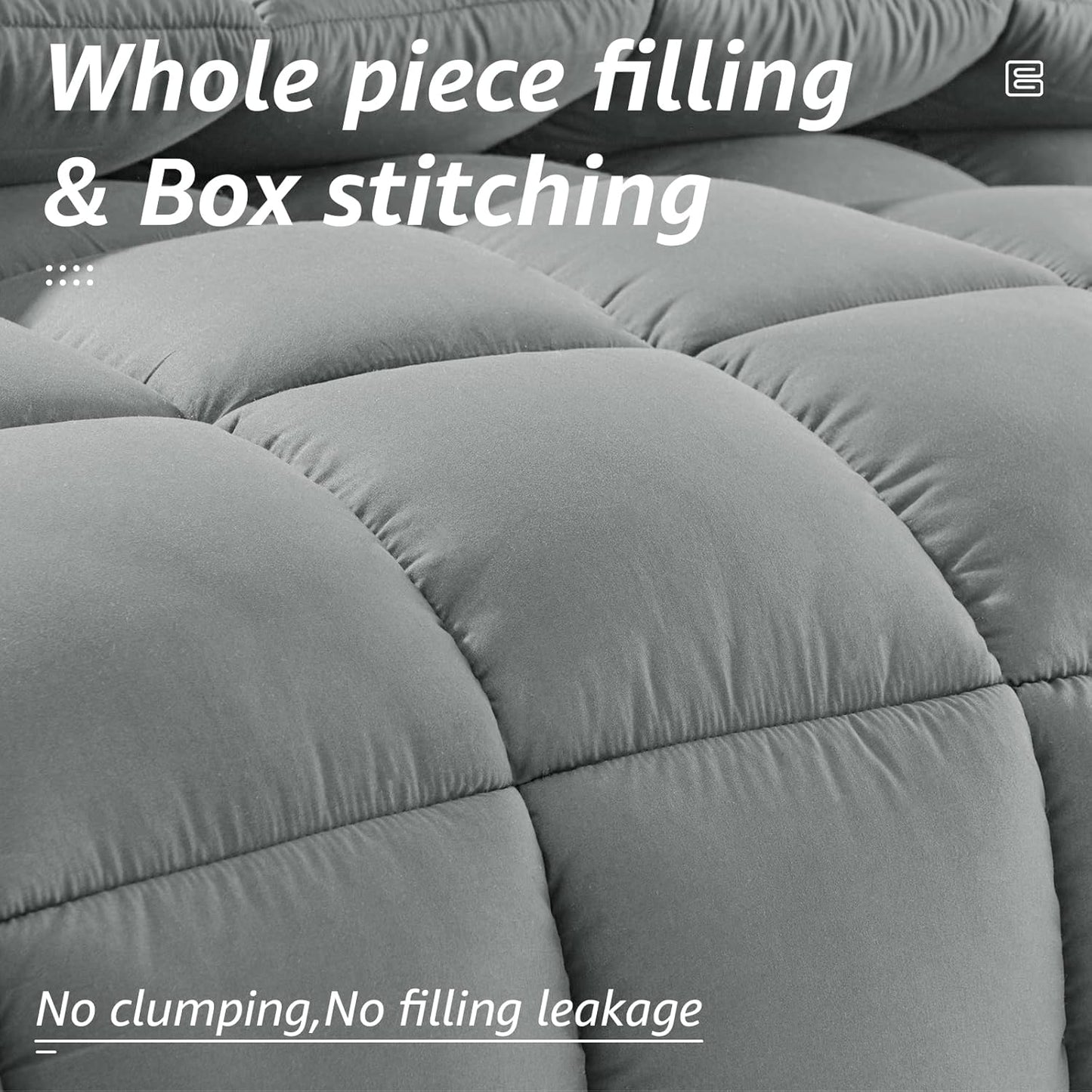 HYLEORY All Season Queen Size Bed Comforter - Cooling Down Alternative Quilted Duvet Insert with Corner Tabs - Winter Warm - Machine Washable - Light Grey