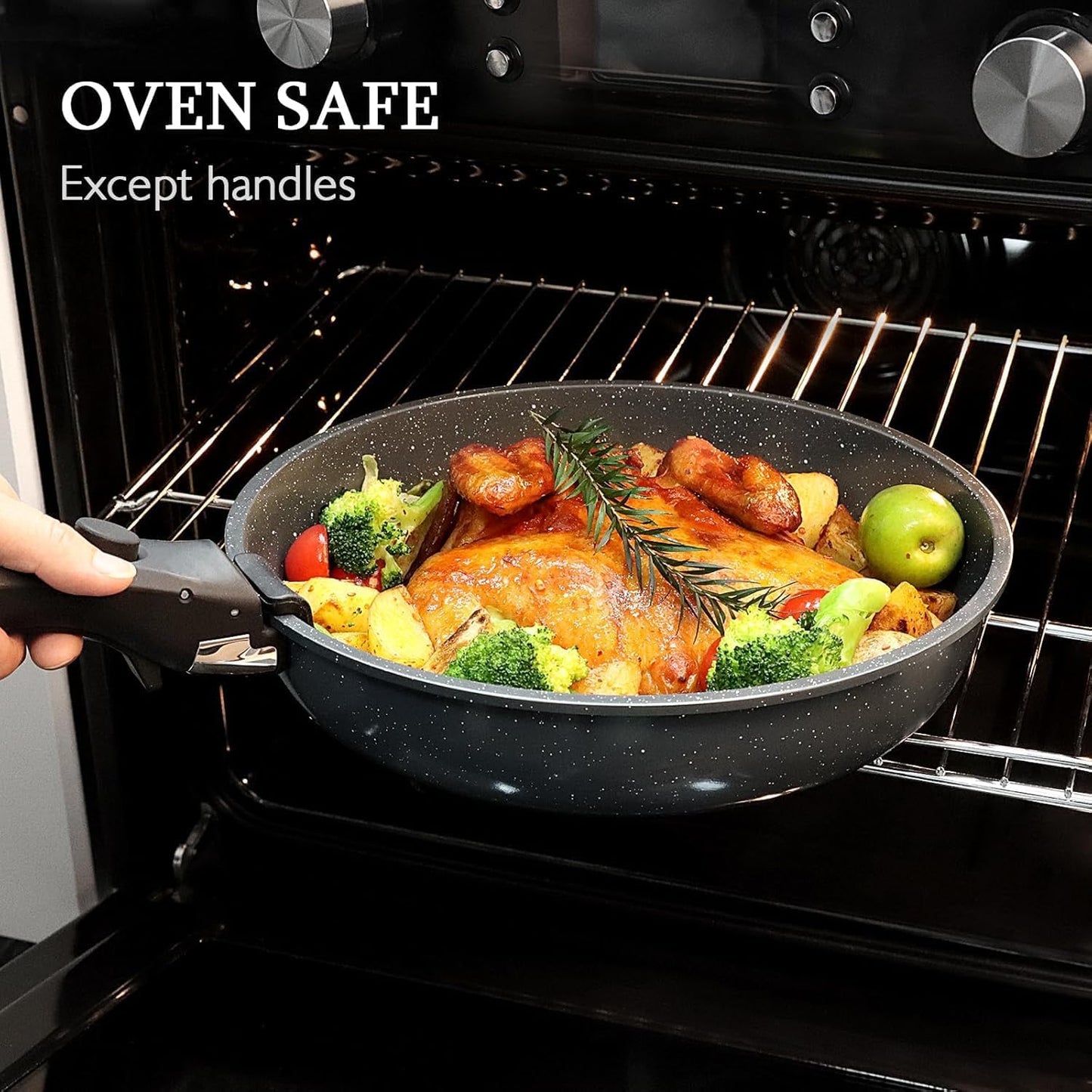 GiPP Ceramic Pots and Pans Set Non Stick, Nonstick Detachable Handle Cookware Sets, Non Toxic Induction Kitchen Pot and Pan with Removable Handle, Healthy RV Cookware, Dishwasher ＆Oven Safe, 5 Piece