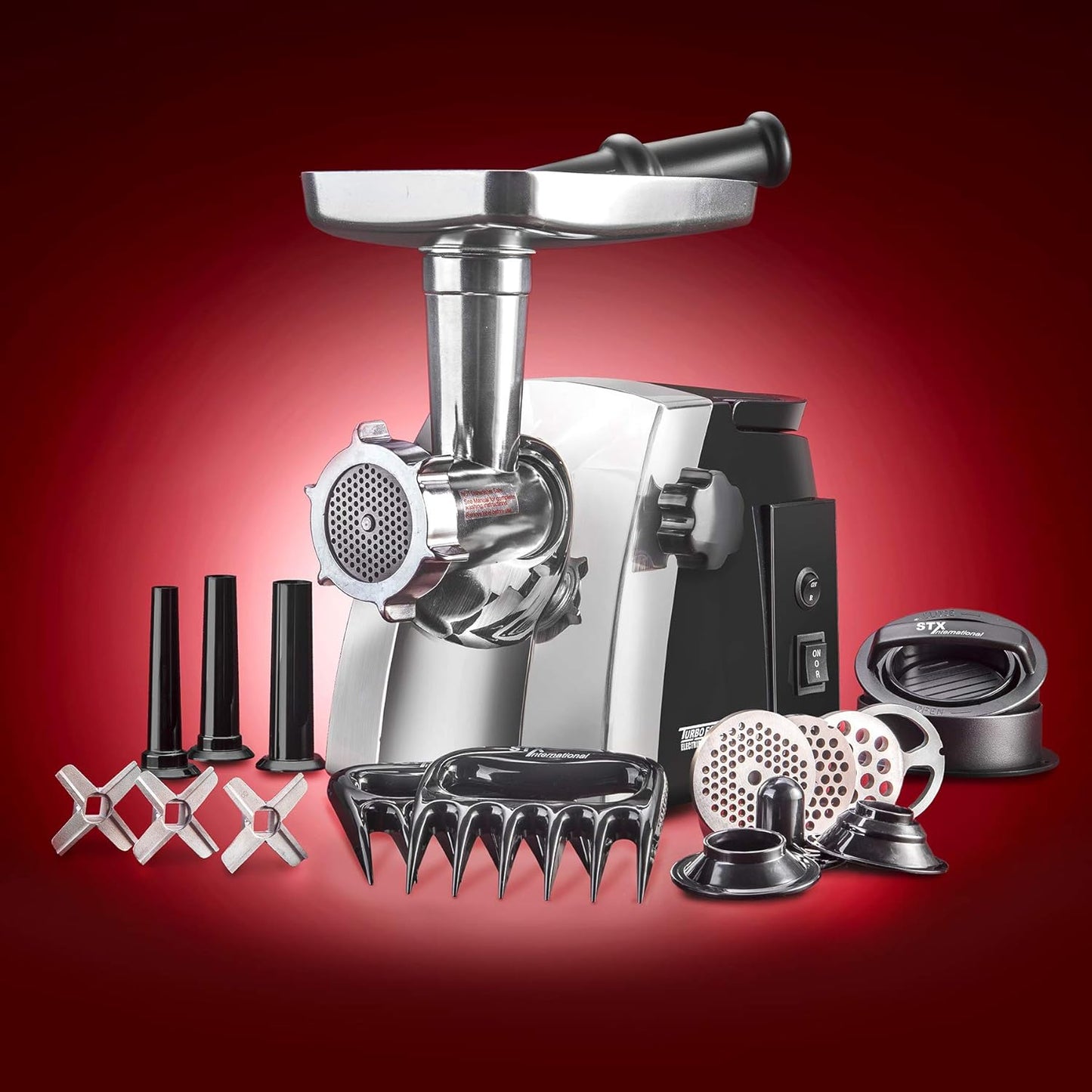 Turboforce Cadet 2000 Series Electric Meat Grinder | 5-in-1 Powerful Home Use | Sausage Stuffer | Kubbe Maker | 4 Grinding Plates | Stainless Steel Blades & More Included