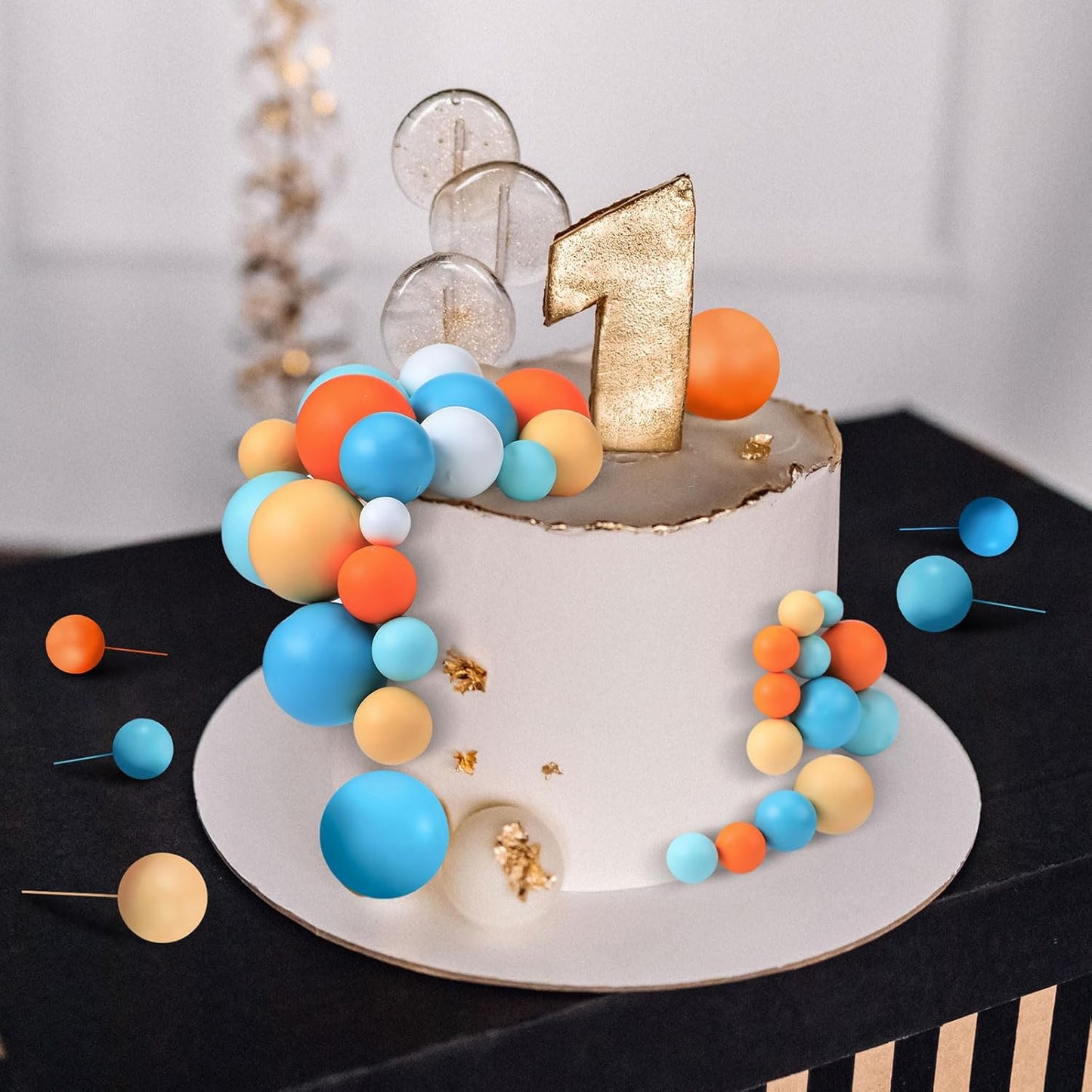 108 Pcs Balls Cake Topper DIY Cupcake Insert Foam Balloons for Cake Baking Wedding Anniversary Birthday Decoration(Fresh Colors,Multi Sizes)