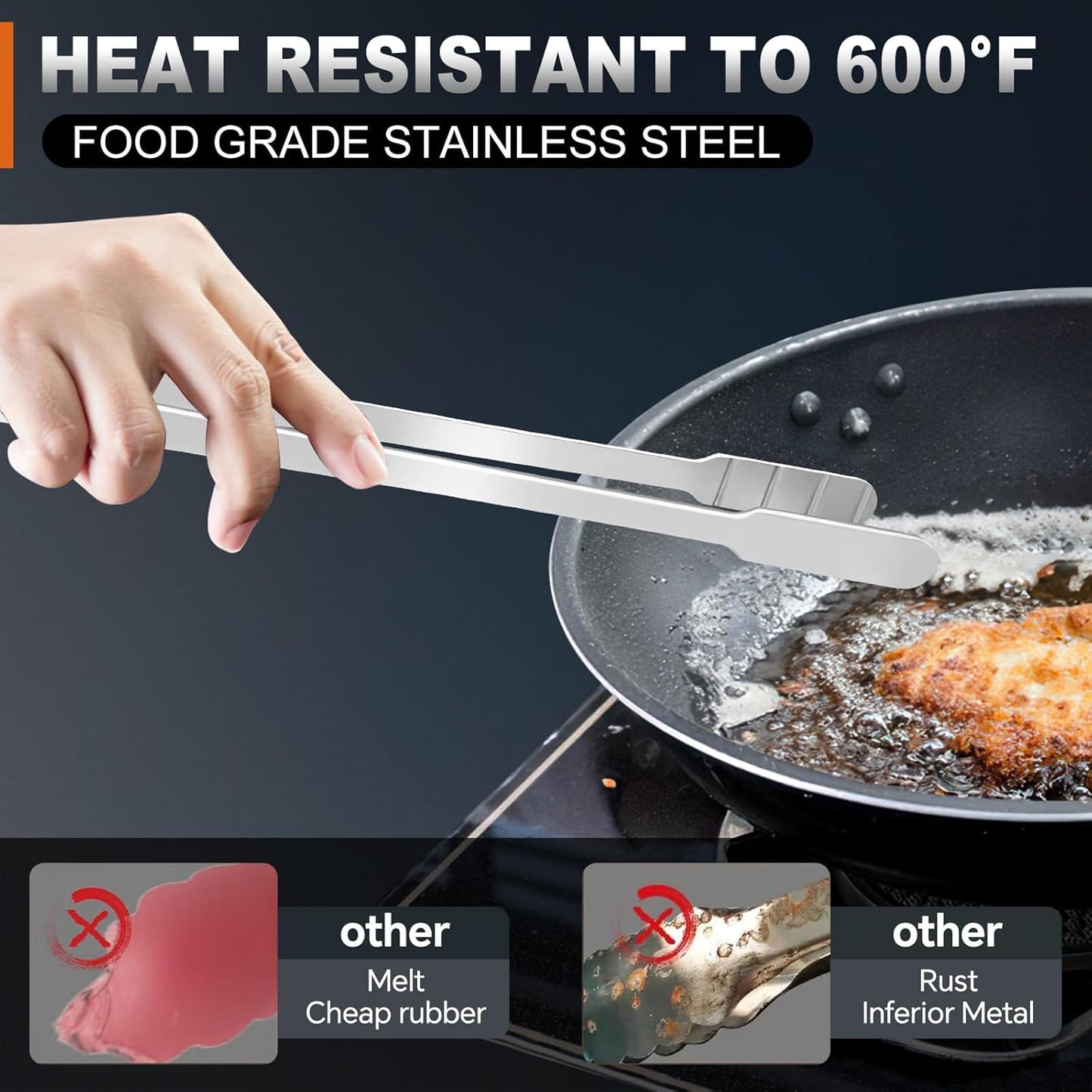 16 Inch long Kitchen Tweezers - 2 Pack large Tweezer Tongs for Cooking, Heavy Duty Stainless Steel Heat Resistant 600°F Food tweezers, Dishwasher safe