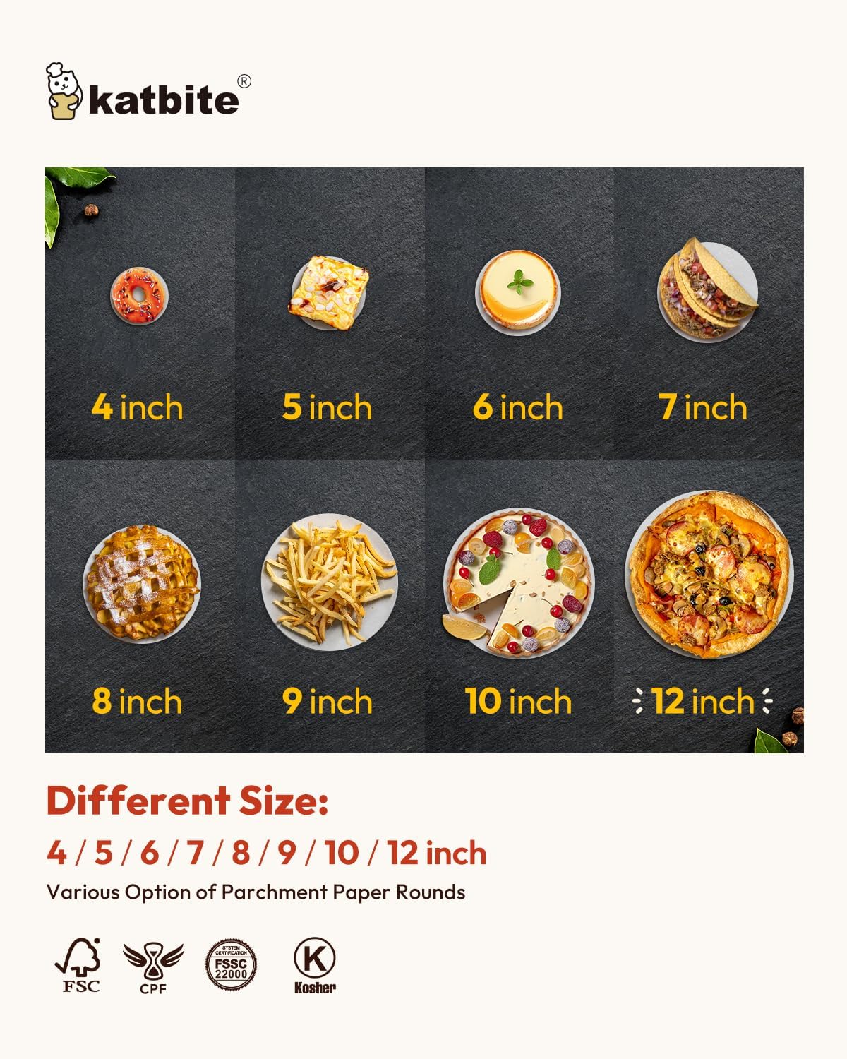 Katbite 12 Inch 200Pcs Parchment Paper Rounds, Round Baking Sheets Paper for Patty Separating, Freezing, Springform Cake Tin, Toaster Oven, Tortilla Press