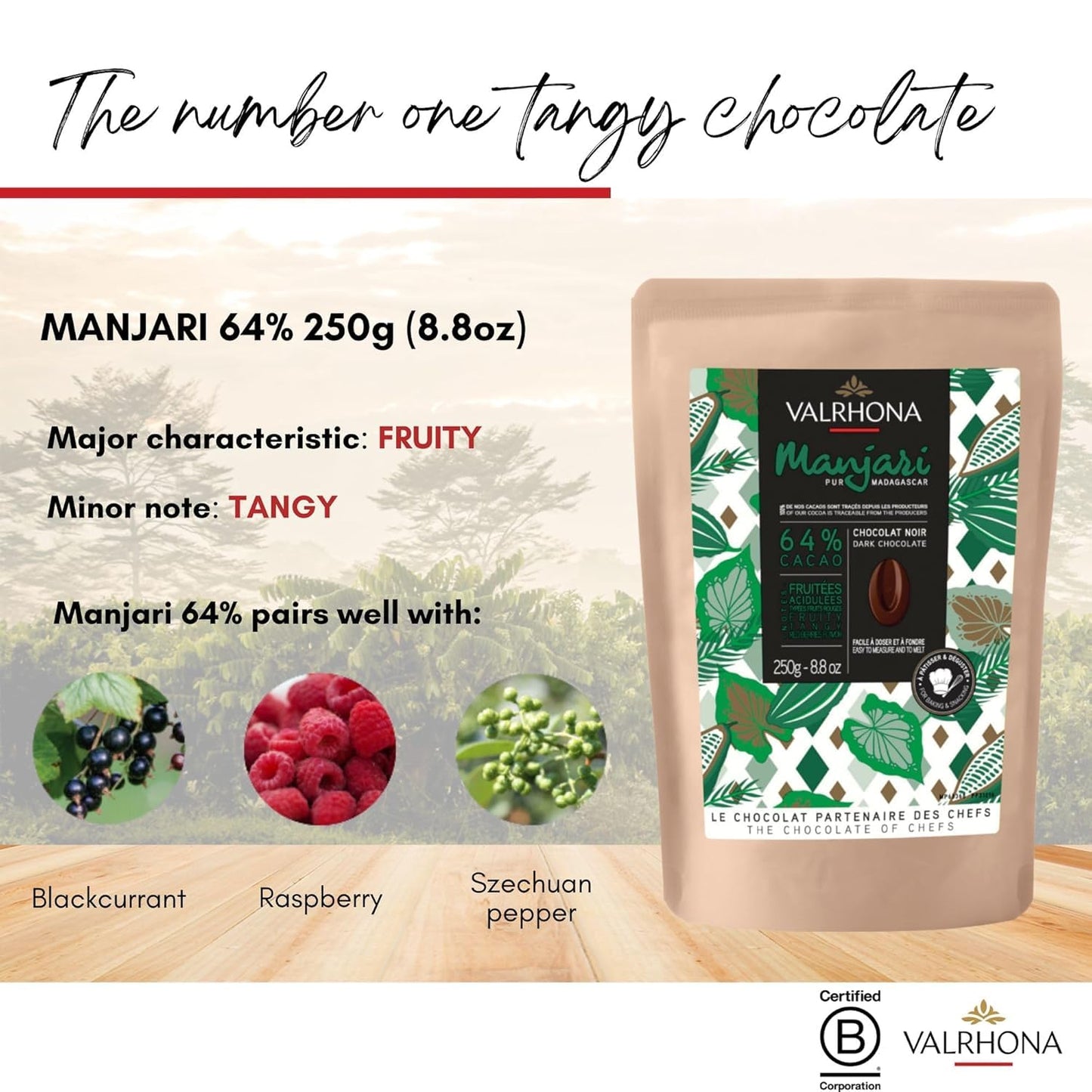 Valrhona Premium Baking Chocolate Discs (Feves), Dark Chocolate MANJARI 64% Cacao Single Origin, and Creamy Blonde Chocolate DULCEY 35% with Caramel Cookie Flavor Notes, for Cookies, Cakes, and more