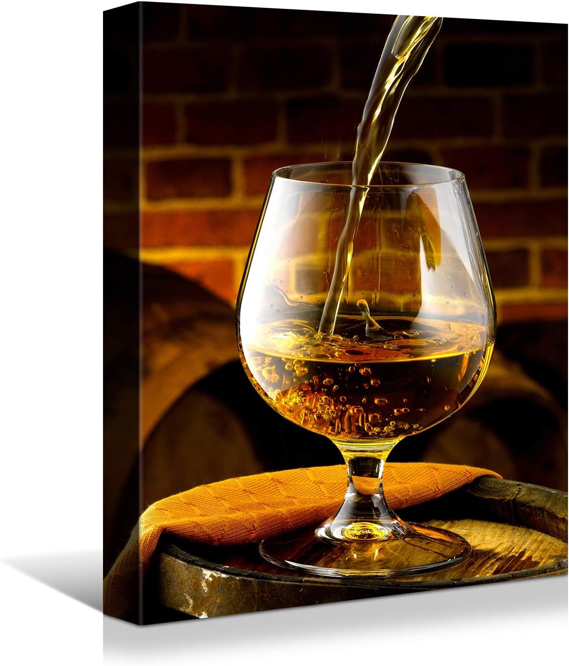 Looife Kitchen Wine Bottle Canvas Wall Art, 12x18 Inch Gallery Wrapped Whiskey Wine Glass Cup Picture Prints Wall Decor, Modern Art Deco for Dining Room and Bar Wall Decoration