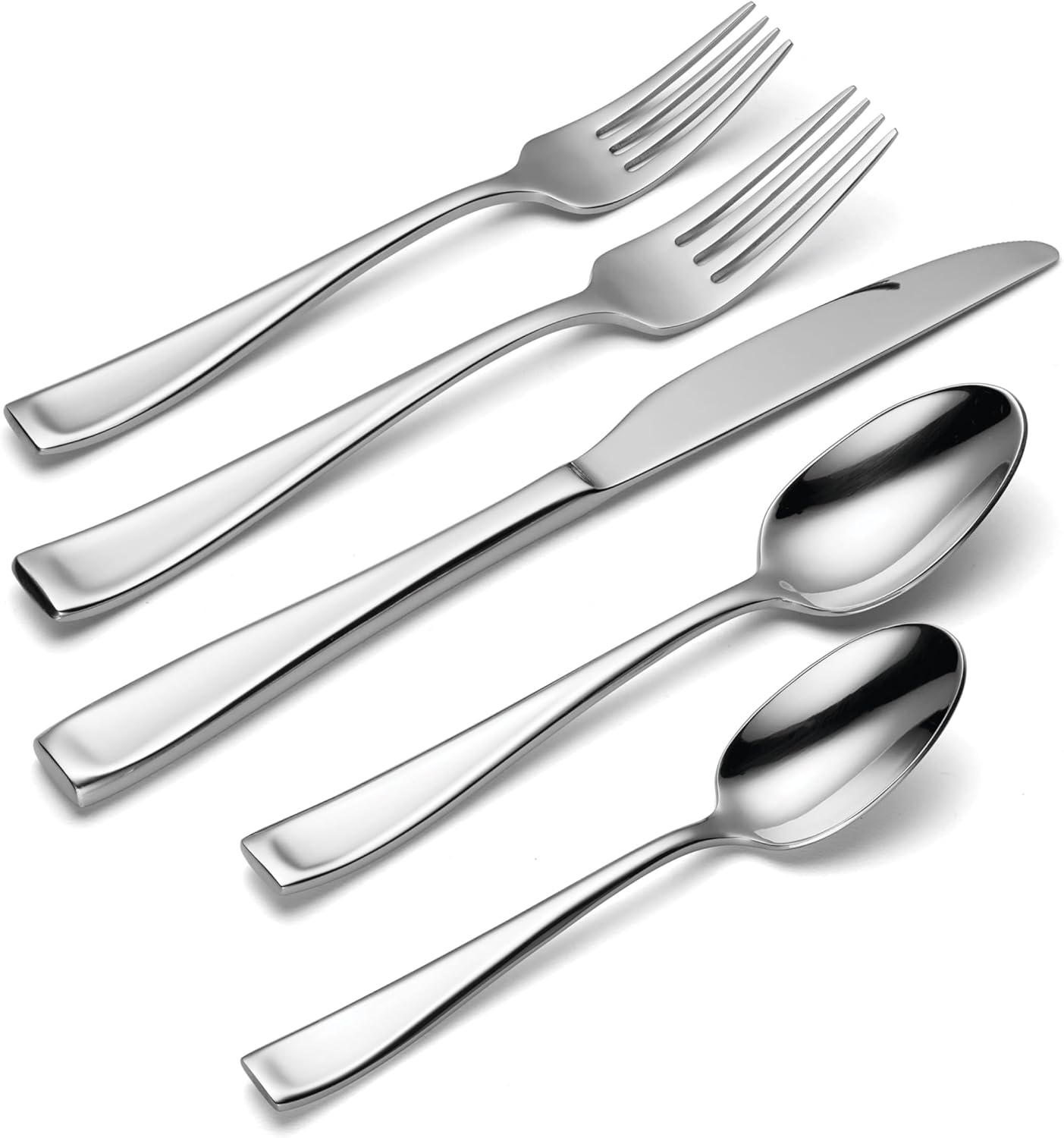 Oneida Silverware Set For 12, Moda 75-Piece Fine Flatware Set with Serving Utensils, Service For 12, 18/10 Stainless Steel, Mirror Finish, Dishwasher Safe, Knives Spoons and Forks Set(Silver 75 Piece)