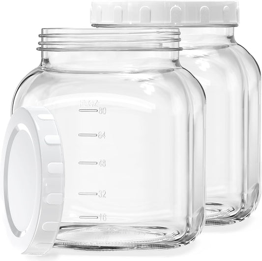 2 Pack 0.8 Gallon Glass Jar With Lid, 102 Oz Wide Mouth Mason Jars, Clear Glass Storage Jars With 2 Scale Marks, Canning Jars For Pickling, Rice, Sugar, Flour, Pasta