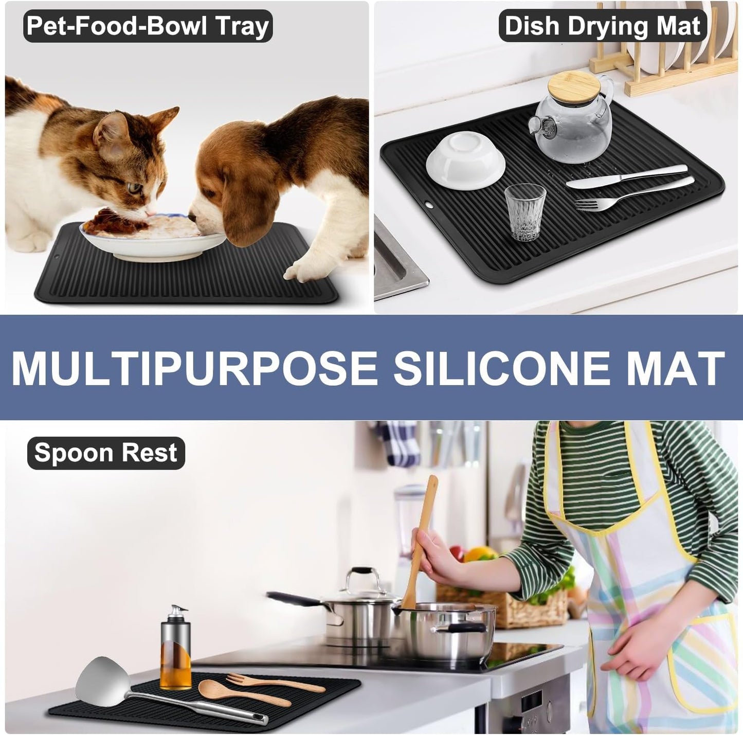 Walfos Large Silicone Trivet 16x12 Inch, Trivets for Hot Pots and Pans, Heat Resistant Pot Holders Hot Pads for Kitchen Quartz Countertops, Hot Dishes