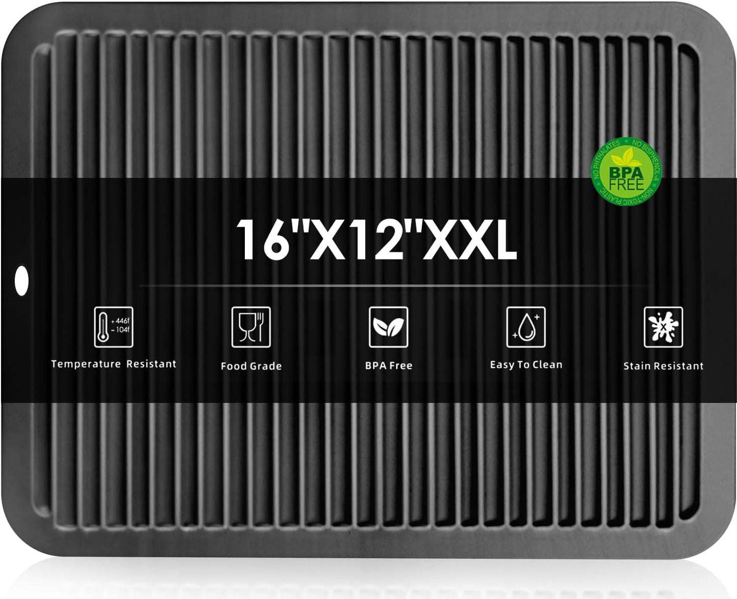 Black Silicone Trivet 16'' X 12'' Silicone Hot Pads for Kitchen Nonslip and Heat Resistant Hot Pads Trivets for Kitchen Quartz Countertops (Black)