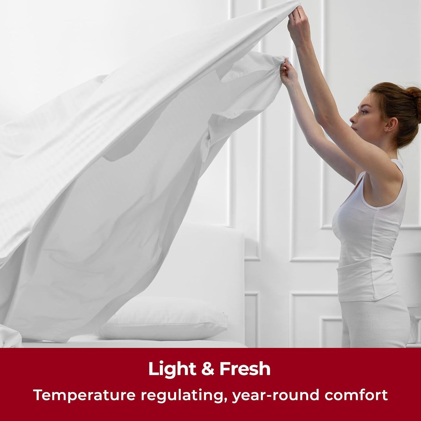 Mellanni Twin XL Sheets Set - 3 PC Iconic Collection Bedding - Hotel Luxury, Extra Soft, Cooling Bed Sheets - Wrinkle, Fade, Stain Resistant (Twin Extra Long, Striped White)