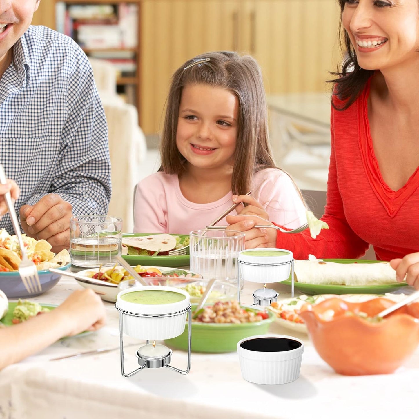 Treela 40 Pieces Ceramic Butter Warmers Set Included Butter Warmers Melter and 32 Tealight Candles for Chocolate Cheese Fondue Crab Lobster Microwave Oven Safe