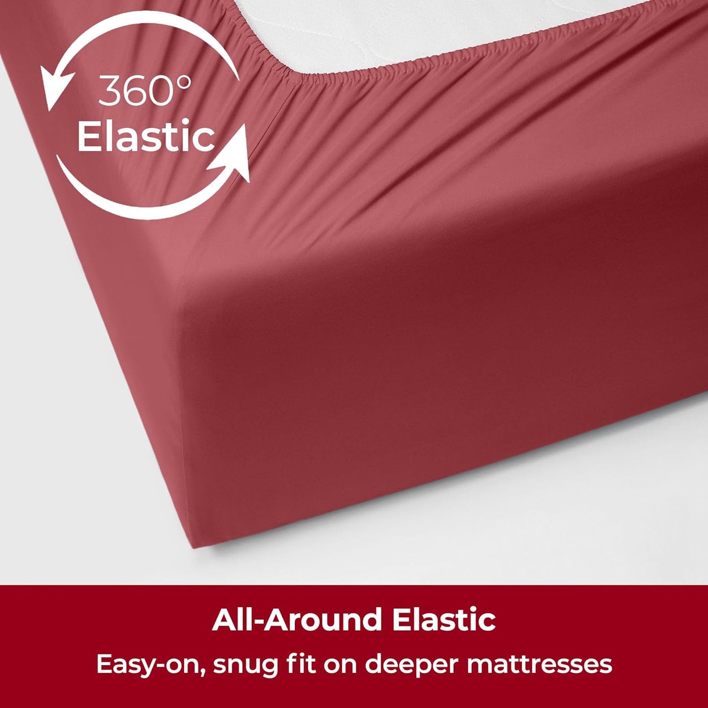 Mellanni Extra Deep Queen Sheets - 4 PC Iconic Collection Bedding - Hotel Luxury, Ultra Soft, Cooling Bed Sheets - Wrinkle, Fade, Stain Resistant (Queen, Brick Red)