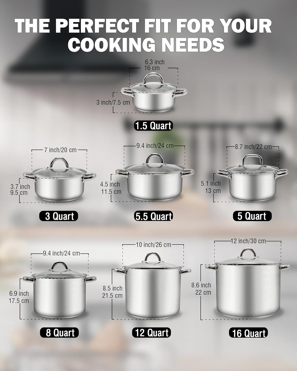 Cook N Home Stockpot with Lid, Basics Stainless Steel Soup Pot, 12-Quart