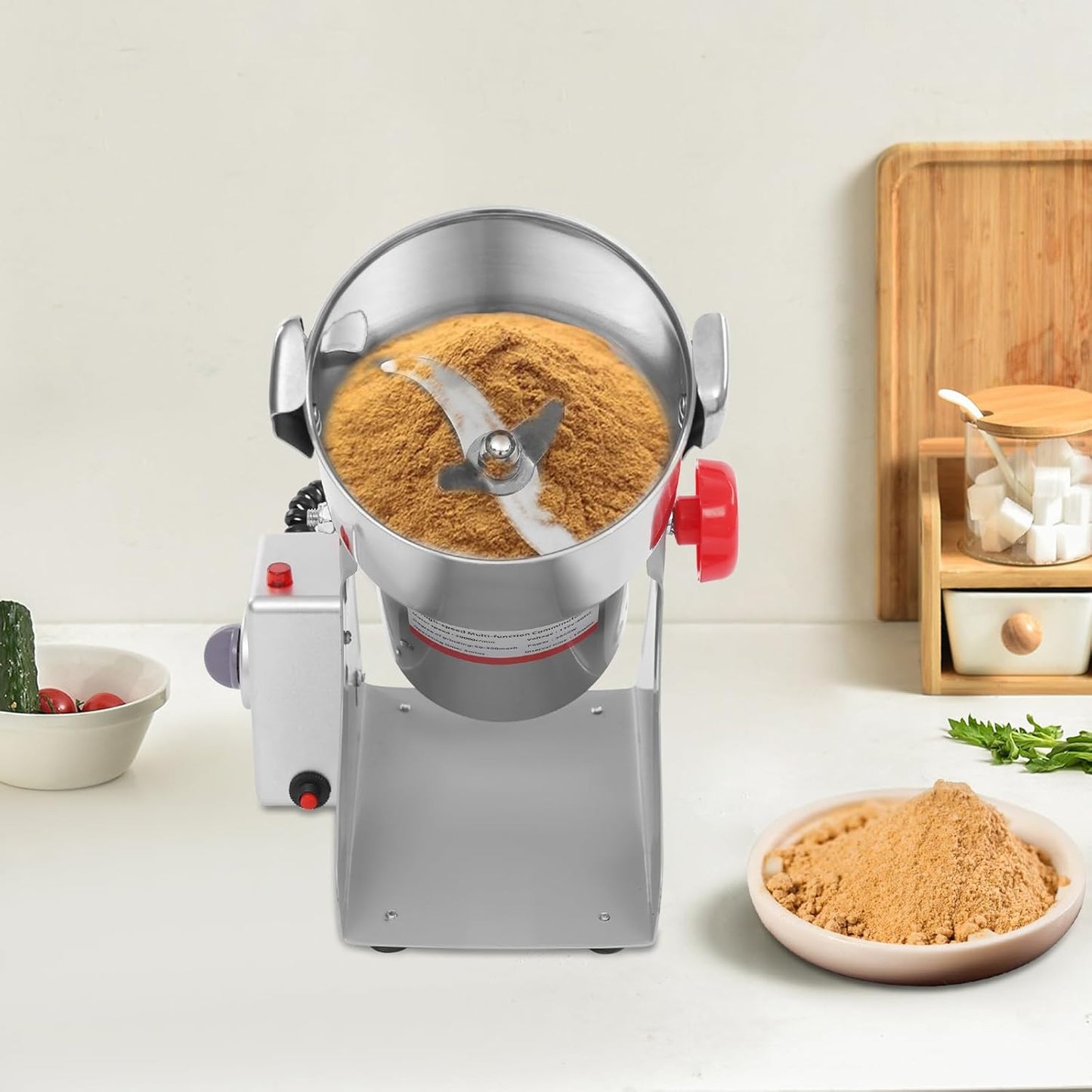 Electric Grain Mill Grinder High Speed 30000r/min Powder Machine Grain Spice Herb Grinder Dry Grinder Machine Stainless Steel Powder Grinder for Dry Spice Herbs Grains Coffee Rice Pepper (1000g 3600W)