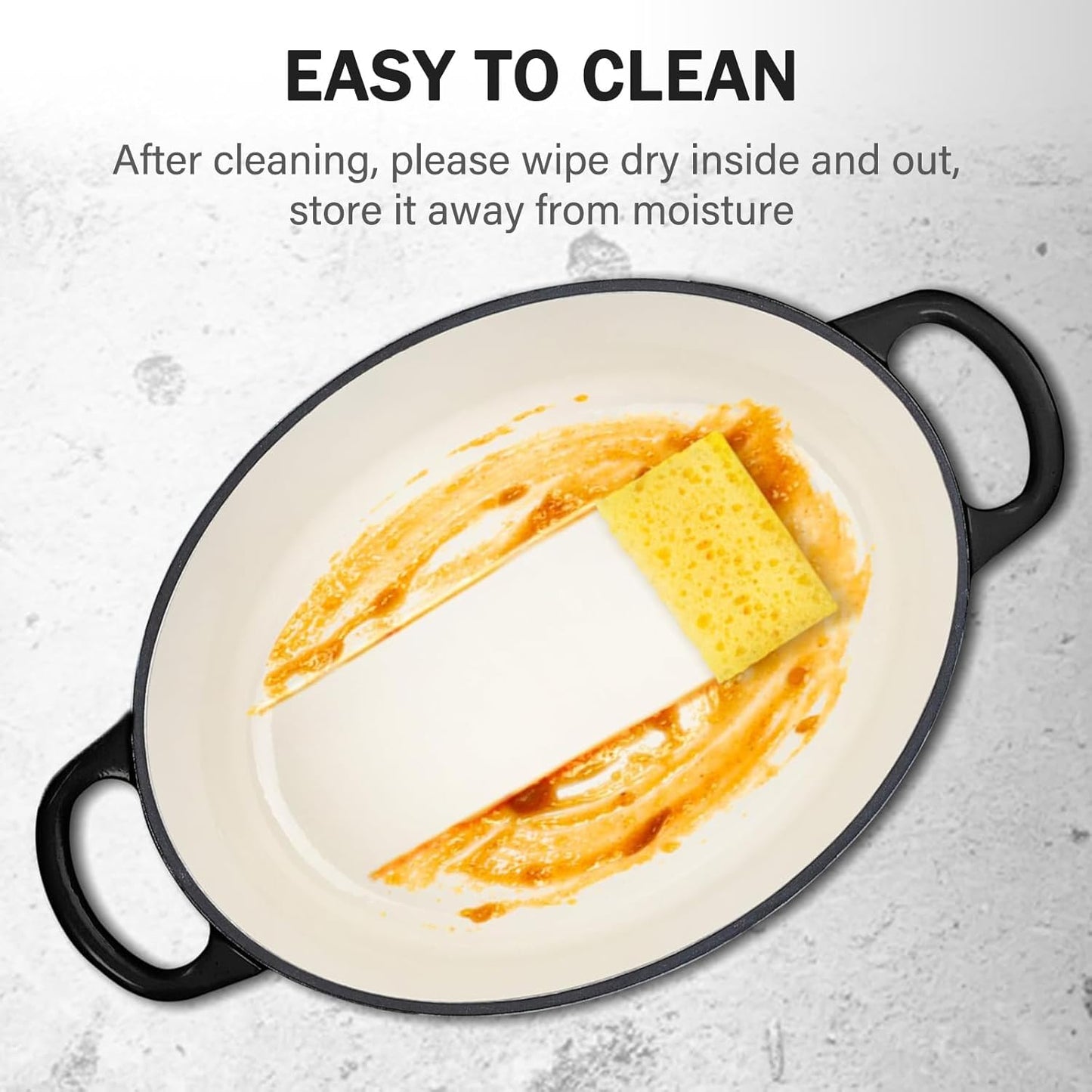 Enameled Oval Dutch Oven Pot with Lid, 7 QT Cast Iron Dutch Oven with Dual Handles for Cooking, Bread Baking, Frying, Non-stick Enamel Coated Oven (Black)