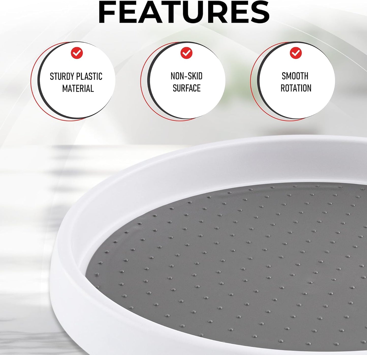 Oizeir 10 Inch Lazy Susan Set of 4 - Non-Skid Turntable for Cabinet to Maximize Storage and Simplify Accessibility in Kitchen, Bathroom, and Pantry Spaces (White)