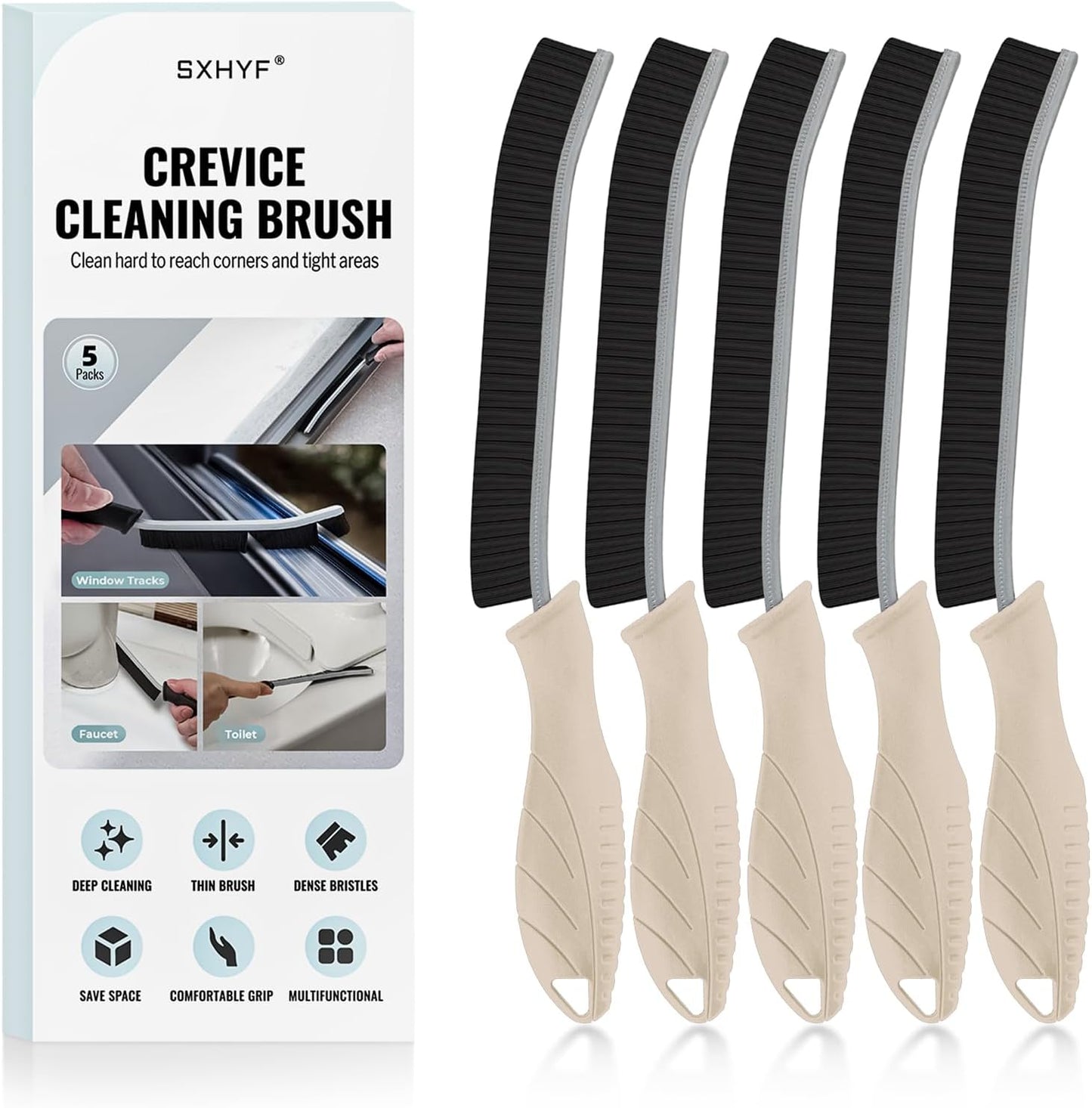 SXhyf Crevice Cleaning Brush - Grout Scrub Brush, House Cleaning Supplies, Gap Cleaning Tools, Home Essentials, Gifts for Women Men, Hard Bristle Crevice Cleaner Brush for Household Use, Bathroom