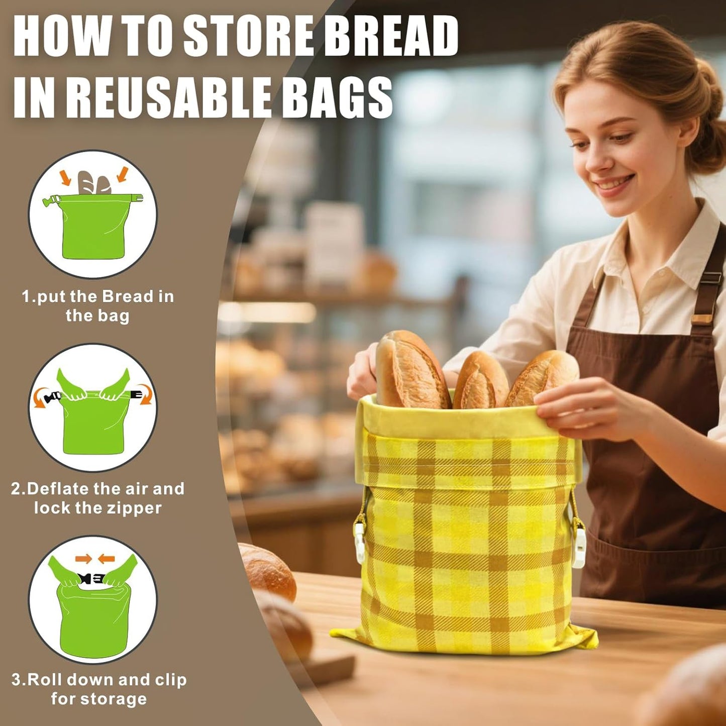 Mosucoirl Beeswax Bread Bags 2 Pack, Reusable Bread Storage Boxes for Homemade Sourdough, Cotton Food Bags Loaf Containers to Keep Fresh Large (Yellow)