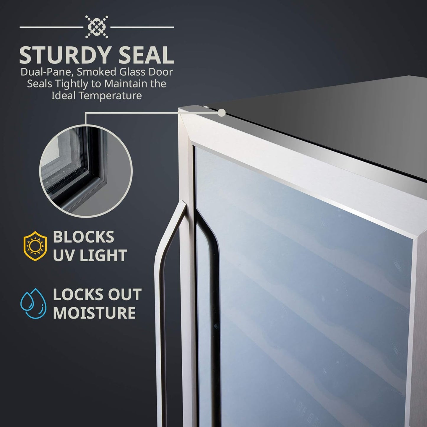 Ivation 43 Bottle Dual Zone Wine Cooler Refrigerator w/Lock | Large Freestanding Wine Cellar For Red, White, Champagne & Sparkling Wine | 41f-64f Digital Temperature Control Fridge Stainless Steel