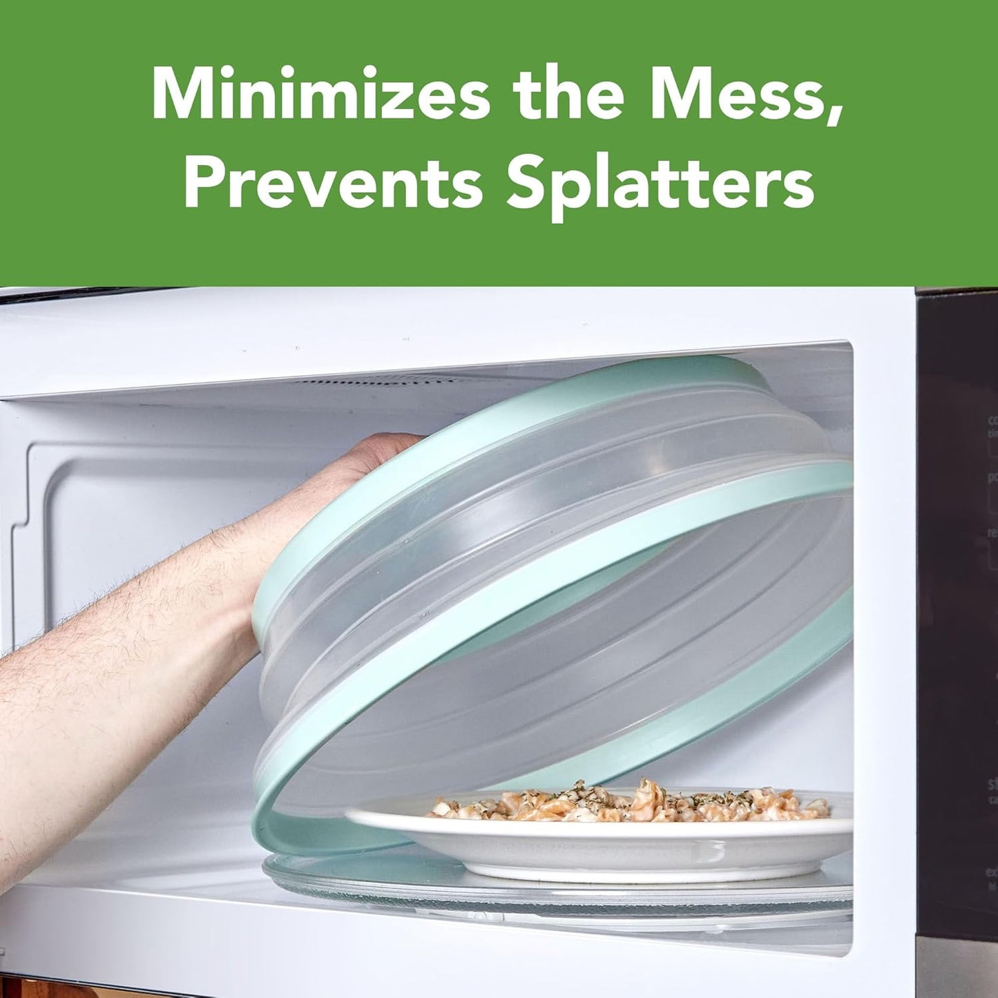 Tovolo Microwave Splatter Cover for Food, Large (Blue Haze) - Collapsible & Vented Silicone Splatter Guard Lid - Microwave Plate & Dish Cover with Handle - BPA-Free Kitchen Gadget for Meal Prep