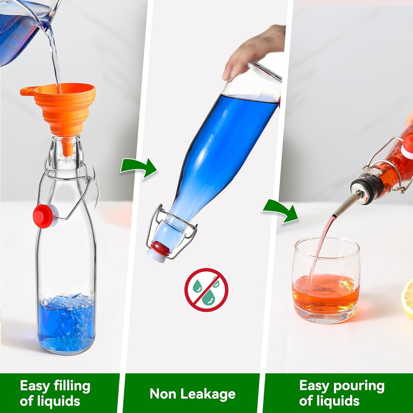 Leetaltree 12-Pack 16oz Swing Top Glass Bottles Set, Airtight Lid, Flip Top Bottles for Kombucha, Beverages, Beer, Oils