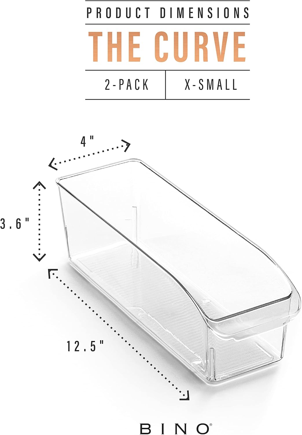 BINO | Plastic Storage Bins, Small | THE CURVE COLLECTION | Multi-Use Organizer Bins | Storage Containers Kitchen, Pantry and Home Organization | Fridge Organizers | Pantry Organization and Storage