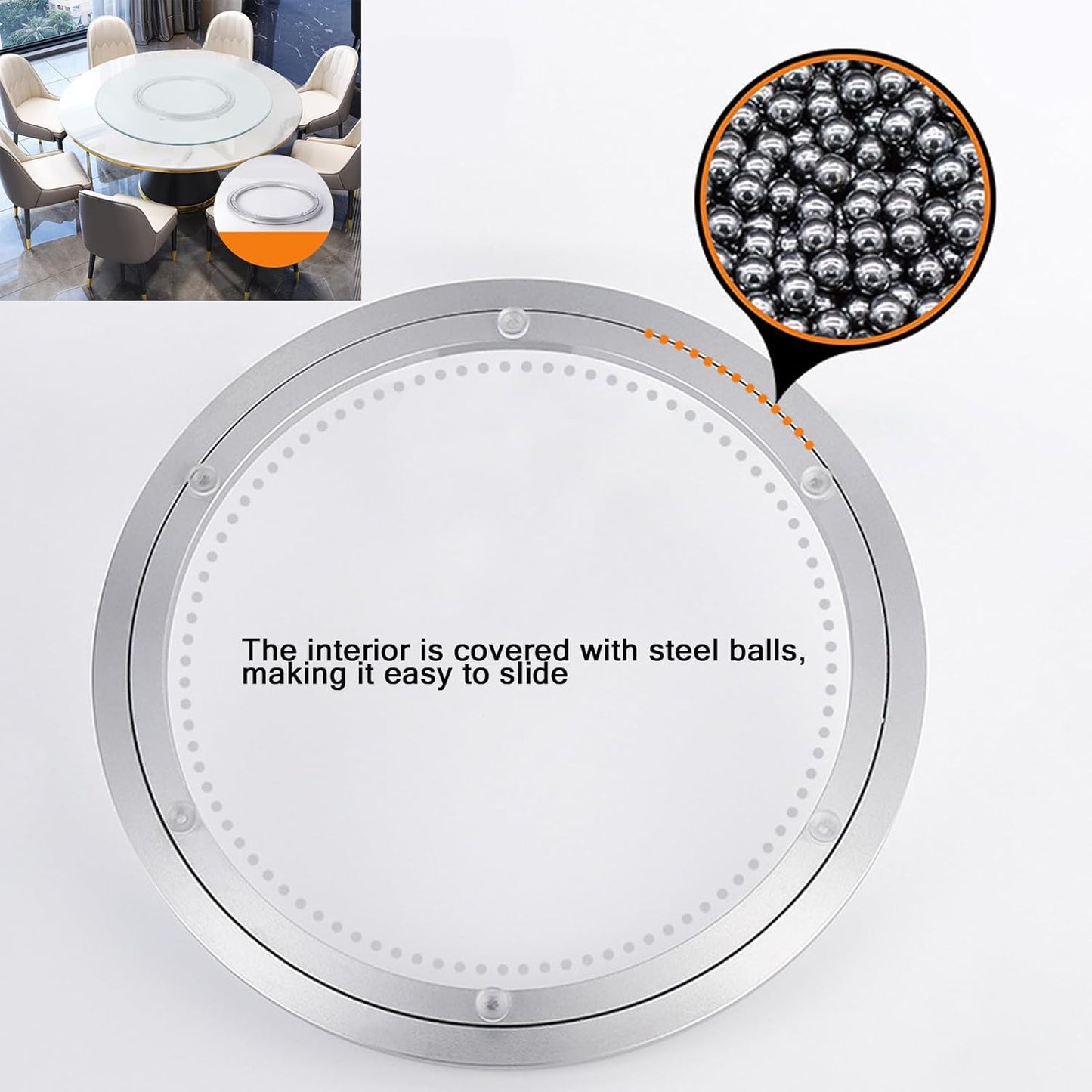 18 Inchs Heavy Duty Lazy Susan Bearing Aluminum Hardware Metal Rotating Turntable Bearings Swivel Plate Hardware for Dining-Table and Workbench Non-Slip