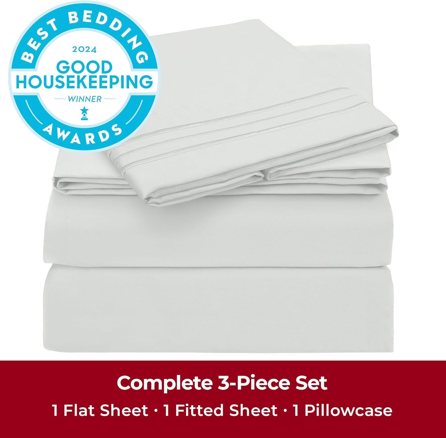 Mellanni Twin XL Sheets Set - 3 PC Iconic Collection Bedding - Hotel Luxury, Extra Soft, Cooling Bed Sheets - Wrinkle, Fade, Stain Resistant (Twin Extra Long, Ivory)