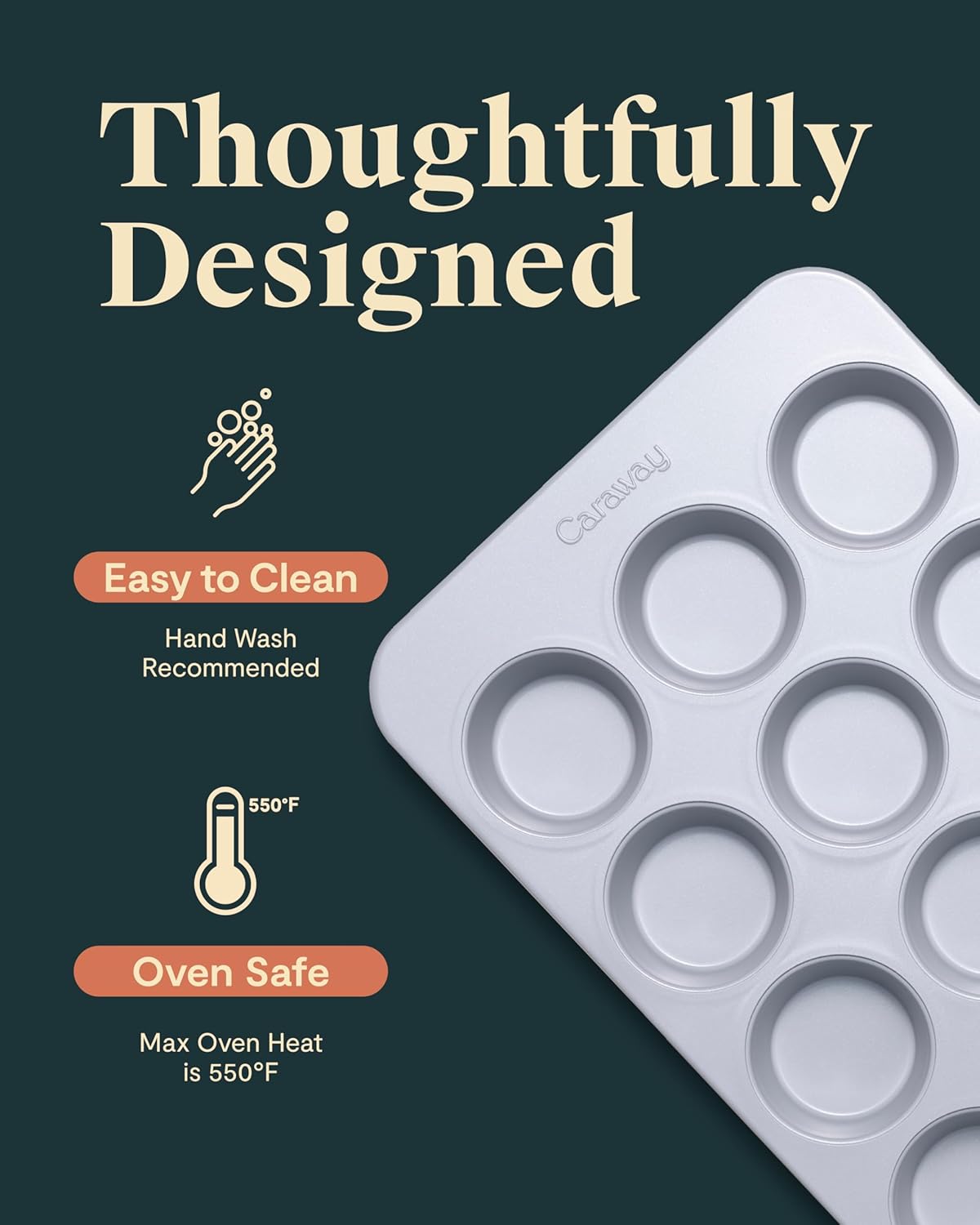 Caraway Non-Stick Ceramic 12-Cup Muffin Pan Duo - Naturally Slick Ceramic Coating - Non-Toxic, PTFE & PFOA Free - Perfect for Cupcakes, Muffins, and More - Perracotta