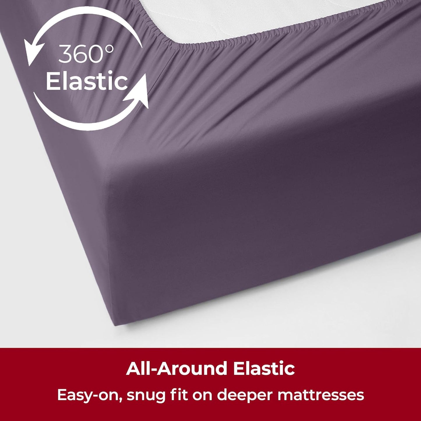 Mellanni Extra Deep California King Sheets - 4 PC Iconic Collection Bedding - Hotel Luxury, Ultra Soft, Cooling Bed Sheets - Wrinkle, Fade, Stain Resistant (Cal King, Purple)