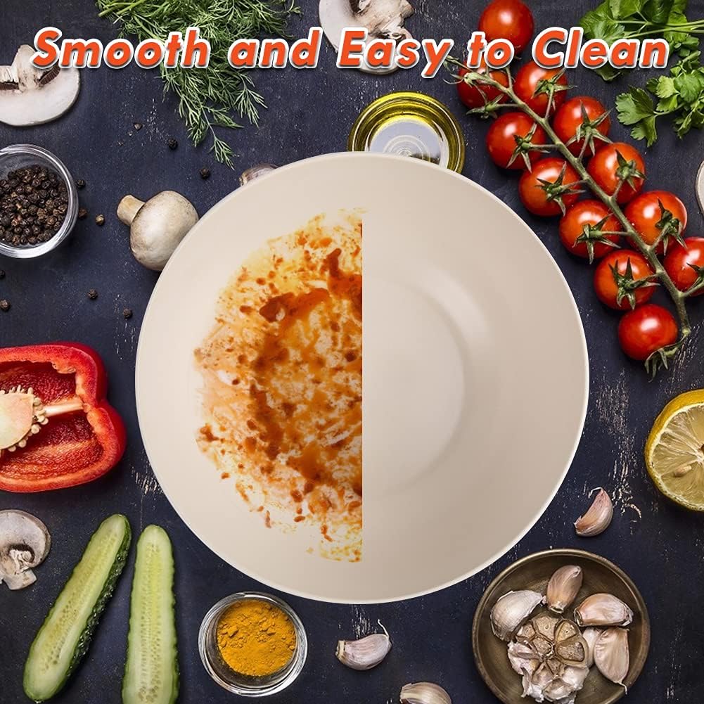 ShineMe Large Salad Bowl with Lid, Bamboo Fiber Salad Serving Bowl Set with Utensils, 9.8inches Mixing Bowl with Servers, Solid Bamboo Wooden Bowl for Salad, Fruits, Vegetables and Pasta(White)