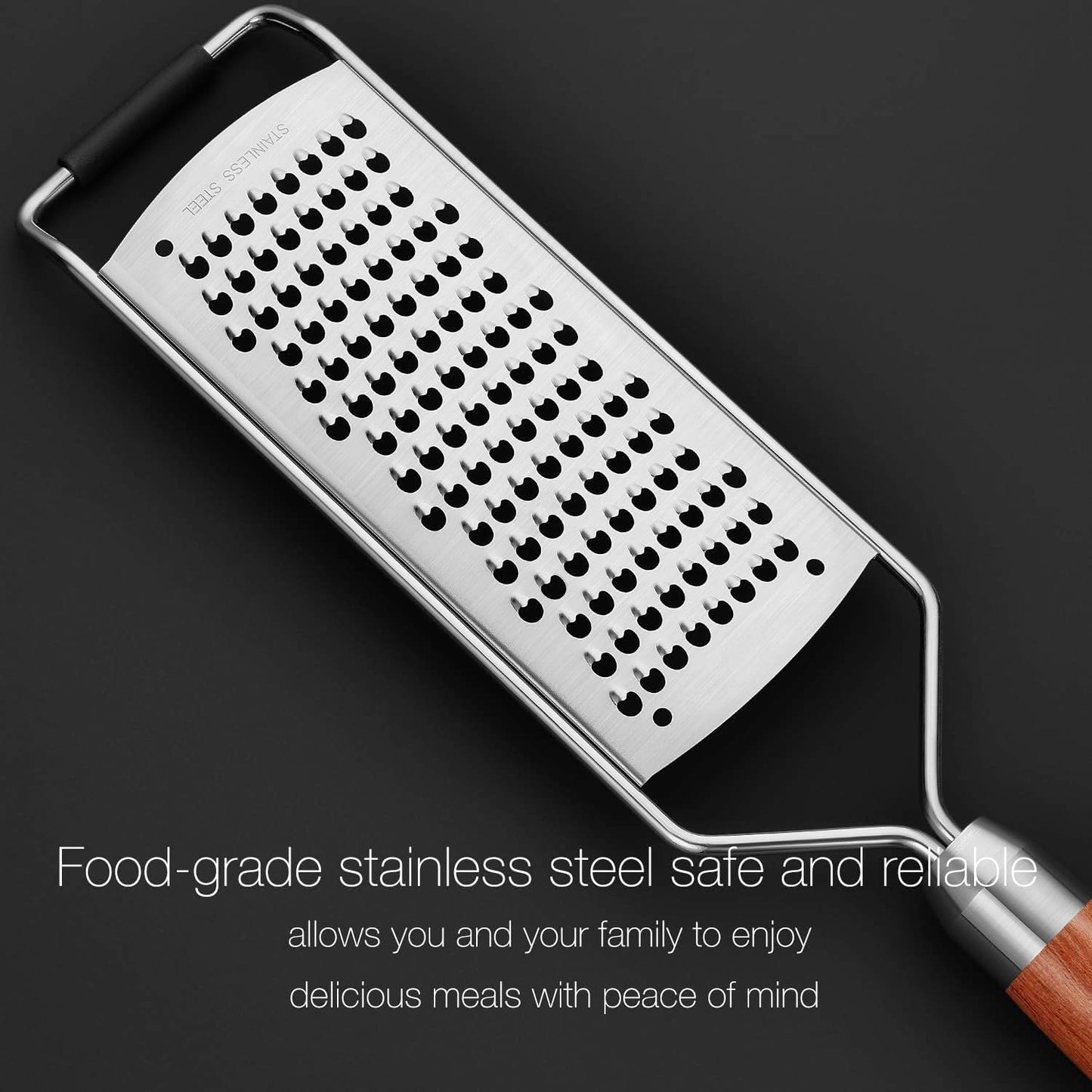 Professional-Grade Lemon Zester with Fine Blades, Lightweight Cheese/Vegetable Grater, Solid Wood Handle Design - Rust-Resistant, Durable, Essential Kitchen Tool （B2）