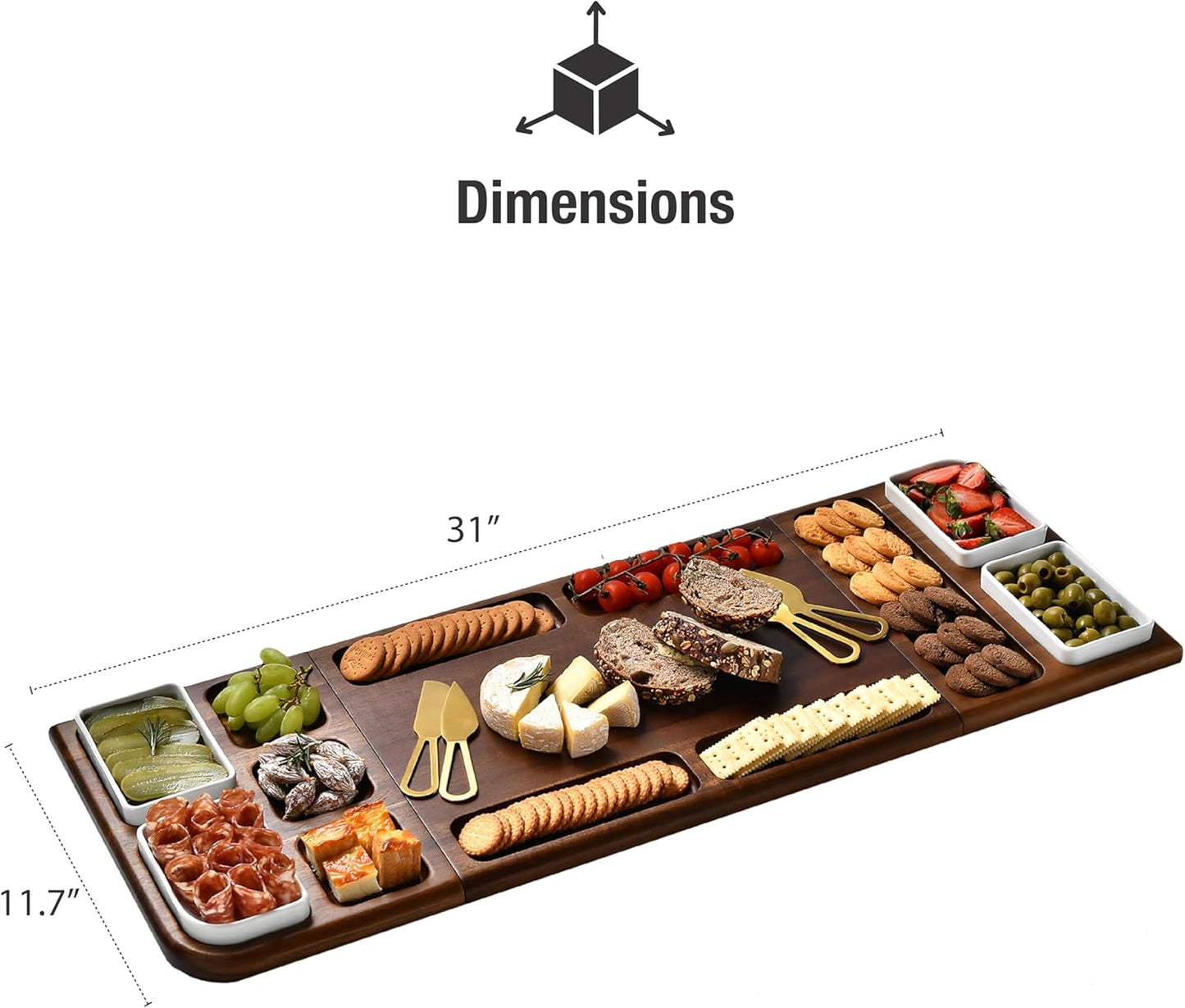 Shanik Premium Charcuterie Board - Extra Large Magnetic Double-Sided Cheese/Meat Serving Tray & Cutting Board - Gift for Weddings, Bridal Showers, Housewarming - Kitchen Essential, Quality 31 ½ inches