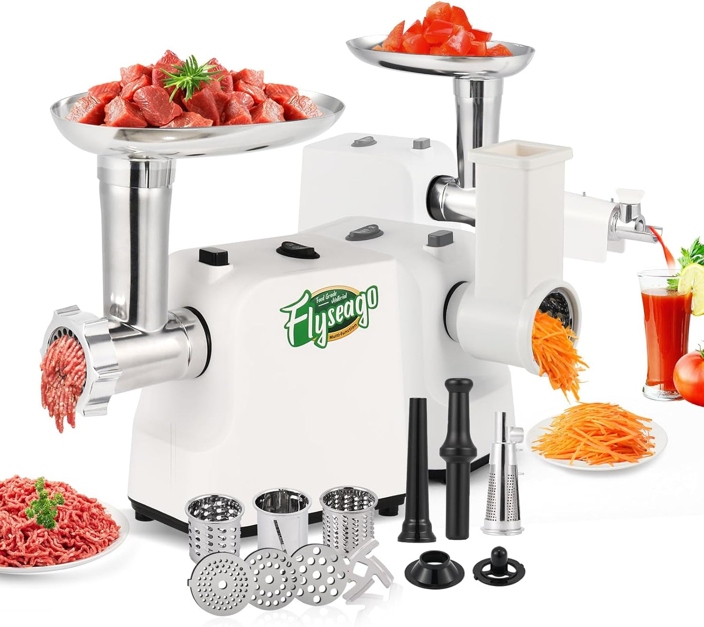 Meat Grinder Electric 9-In-1 Grinder 1700W For Meat with Attachments Sausage Maker, Kubbe Kit Stainless Steel Juicer, 3 Grinding Plates Meat Grinder for Home & Kitchen