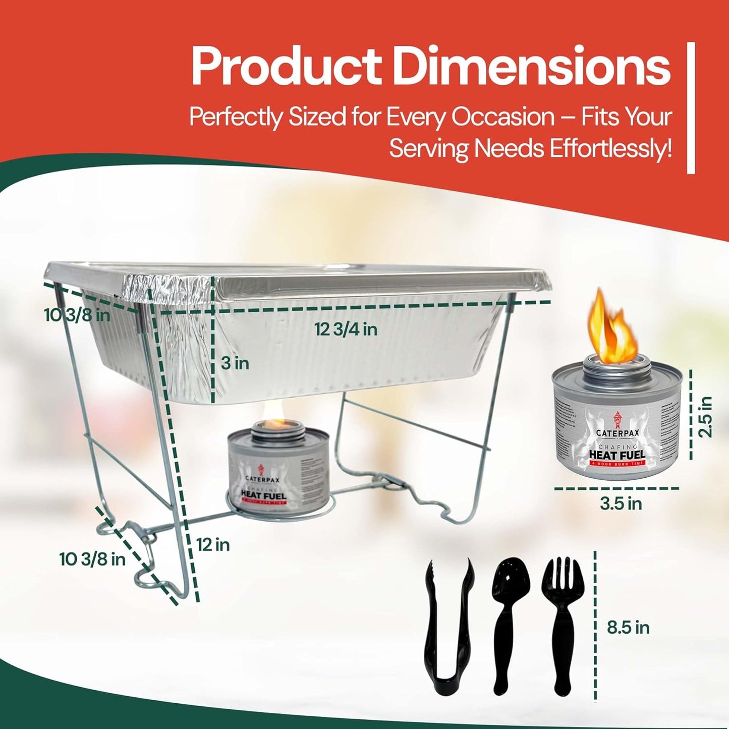 Disposable Chafing Dish Buffet Set (39 pcs) – Catering Food Warmers with Half-Sized Serving Pans, Covers, Foldable Racks, Utensils & Fuel Cans - Perfect for Buffets, Parties & Food Serving