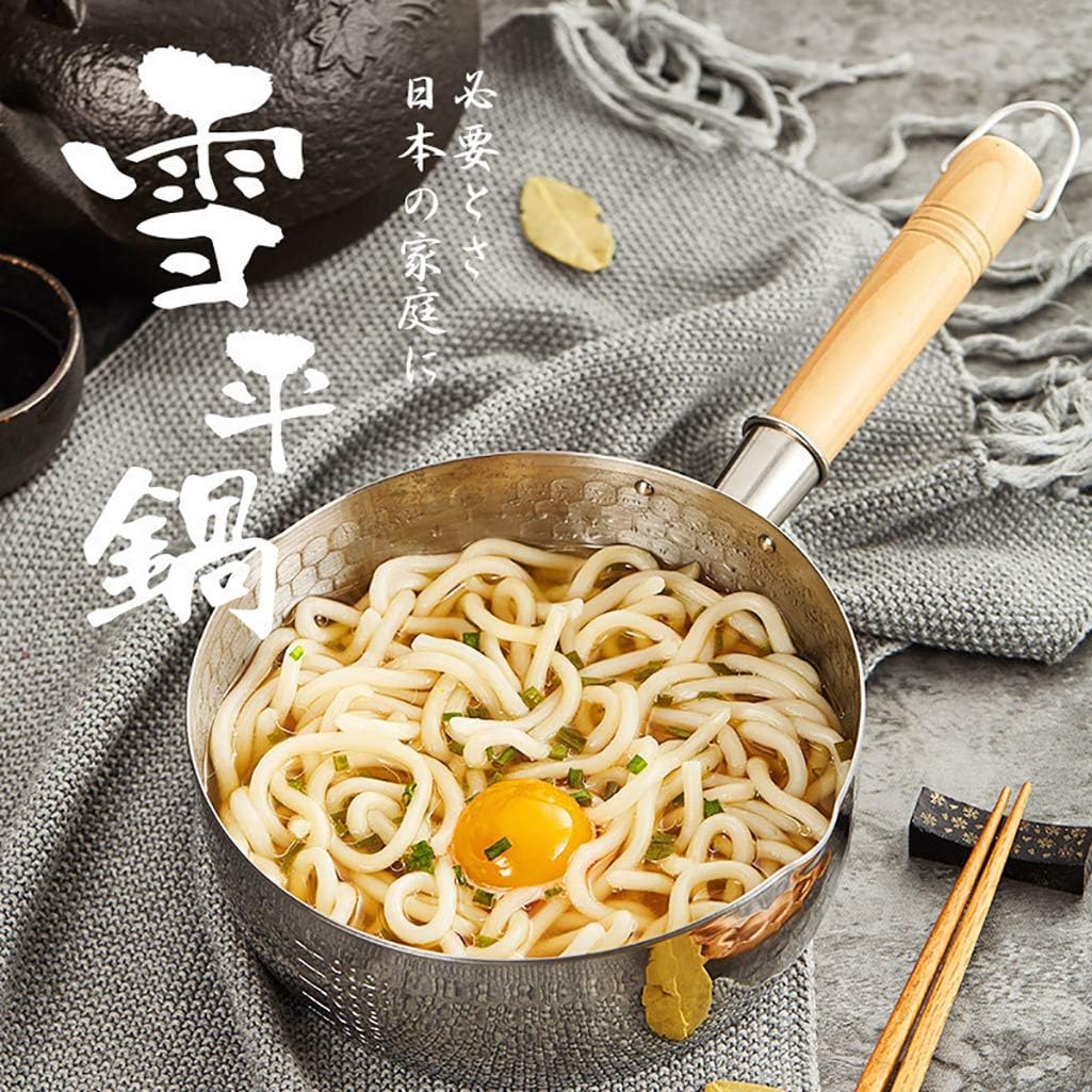 Yukihira Saucepan, Traditional Japanese Yukihira Pot Stainless Steel Saucepan Milk Sauce Pan Wooden Handle (7 inch 1.7 Quart)