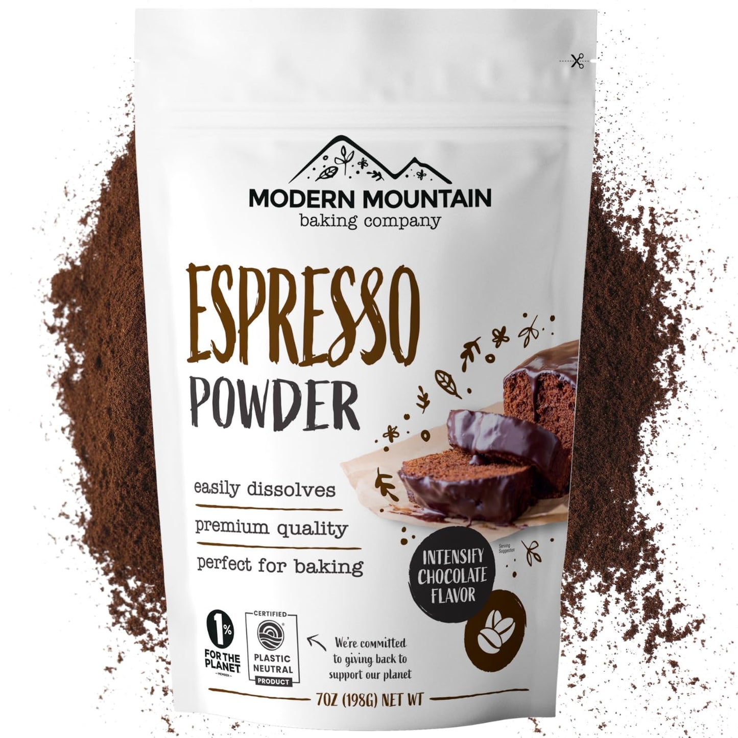 Espresso Powder for Baking - Achieve Rich Chocolate Flavor - Great for Baking - All-Natural - Fine Powder - Easily Dissolves - Gluten Free - Non-GMO - Convenient Resealable Pouch (7oz)