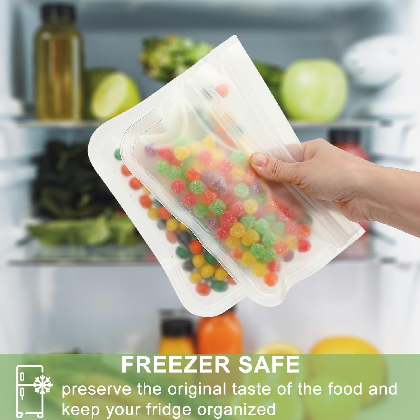 Clear Sandwich Bag/Snack Bag for Kids & Adults, Reusable Double Ziplock Cosmetic Bag,Makeup Travel Bag for Women Girls, Leakproof, Washable, Food Safe, BPA Free (2-Pack, Clear)