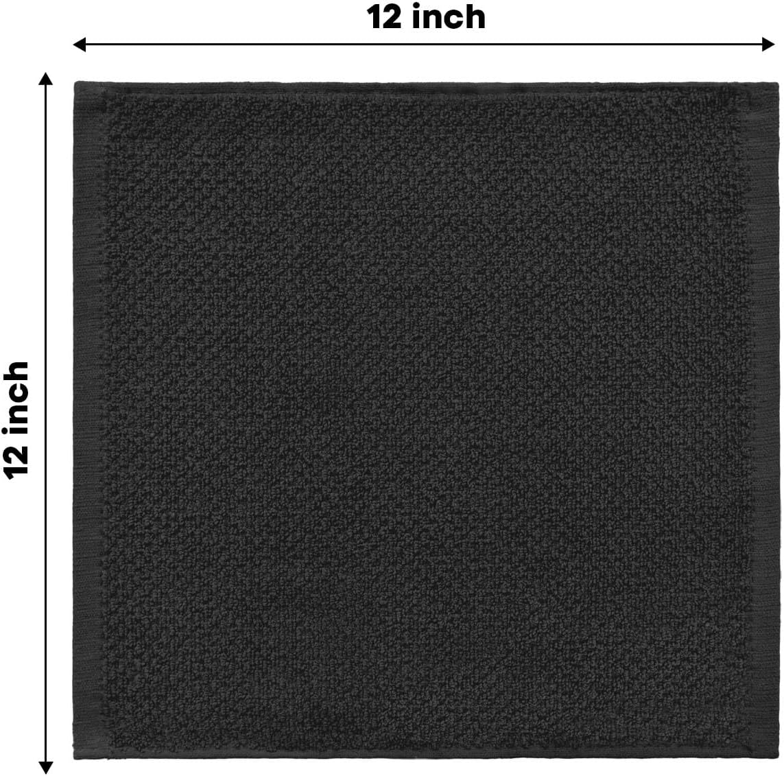 Artoid Mode Ring Spun Cotton Black Dishcloth Kitchen Towels, 12x12 Inch Ultra Soft Absorbent Quick Drying Household Cleaning Kitchen Rags Set of 6